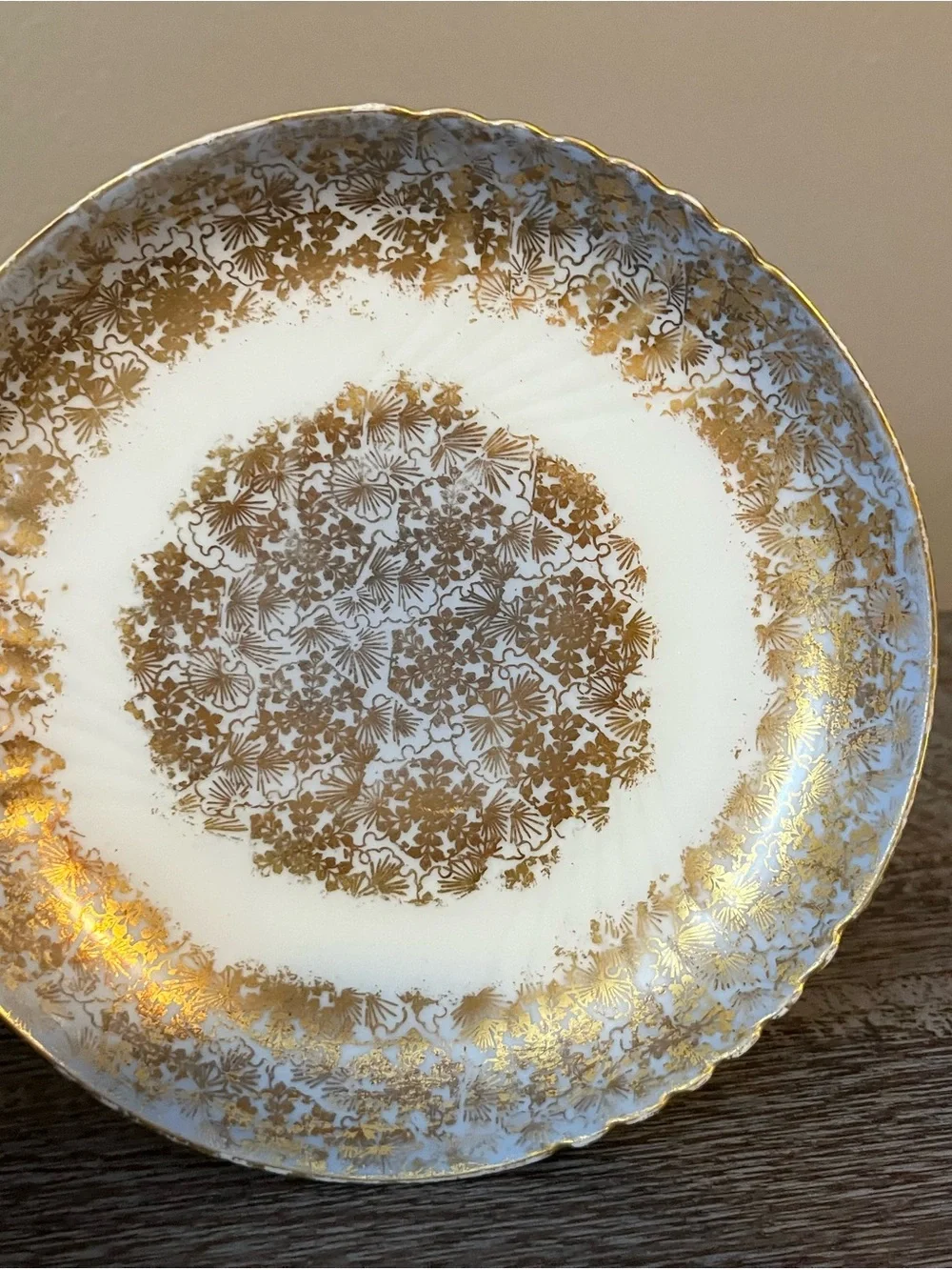 Antique Jean Pouyat Limoges Gold Chintz 6
